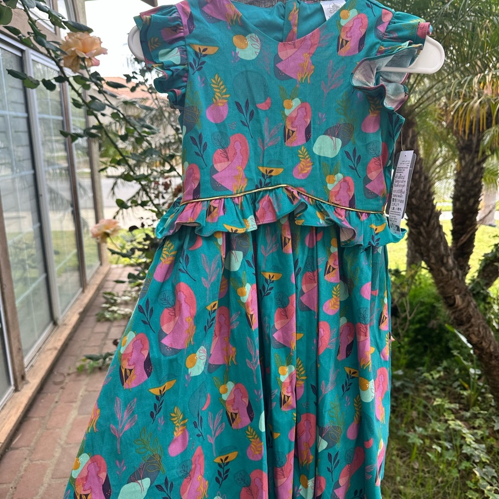 Disney Blue Tiered Sundress with Mandarin Collar